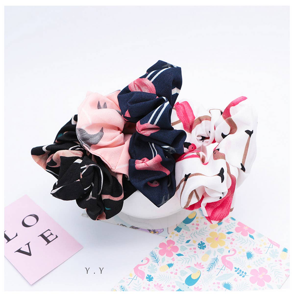 RETRO FASHION FLAMINGO HAIR TIE_CWAHA1075