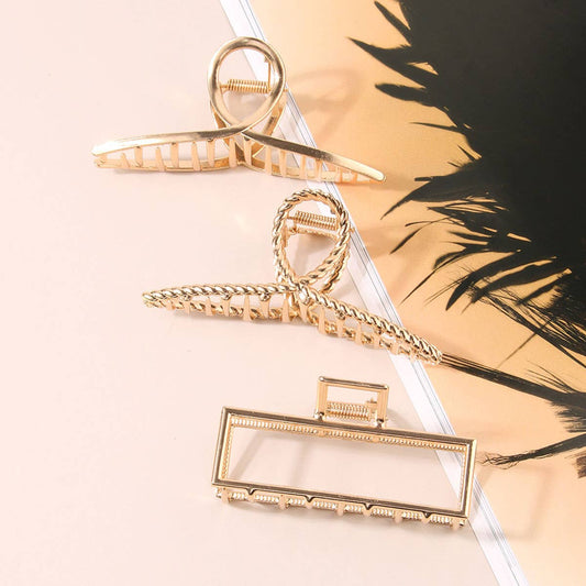 6-Pack Gold Tone Metal Hair Claws, Strong Hold_CWABE0199