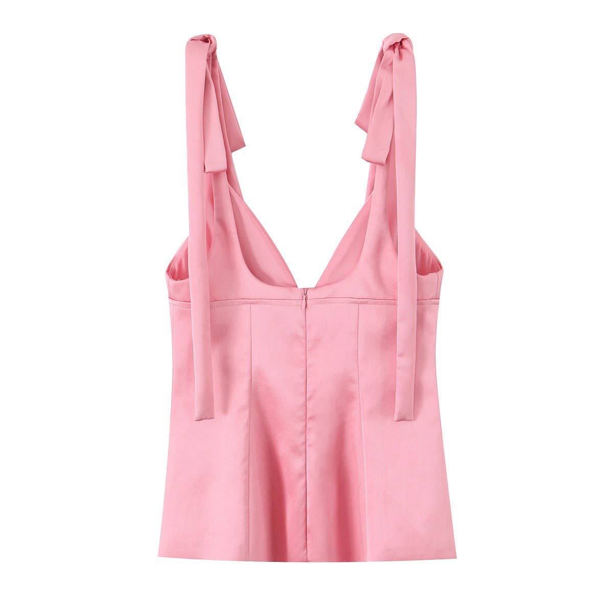 Sweet Style Satin Cami Top with Bow Detail