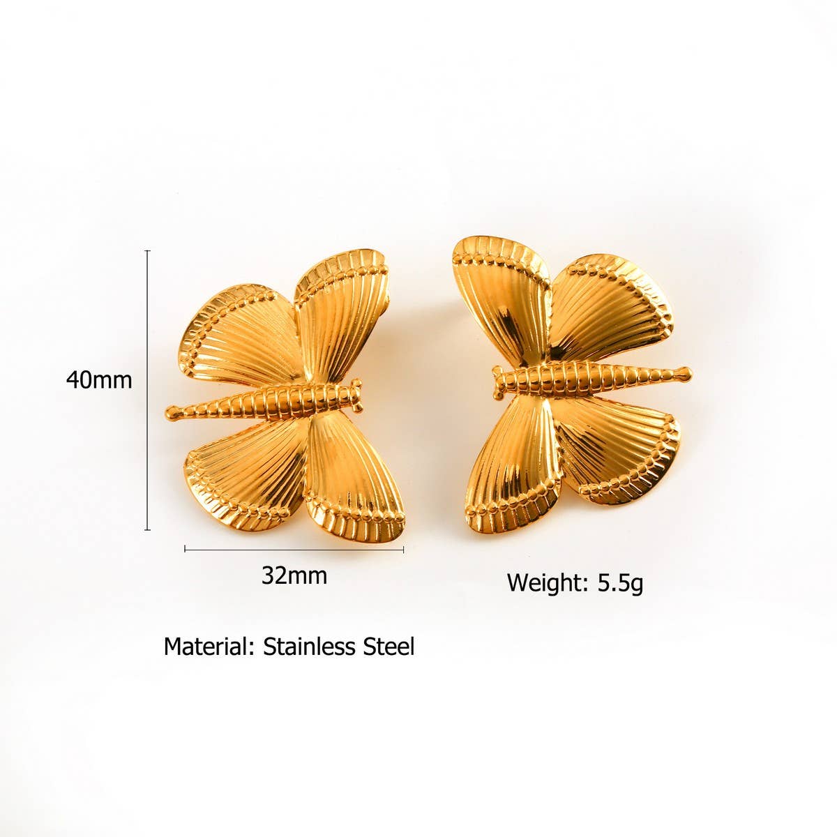 Original 18K Steel Dragonfly Earrings, Minimalist_CWMM8899