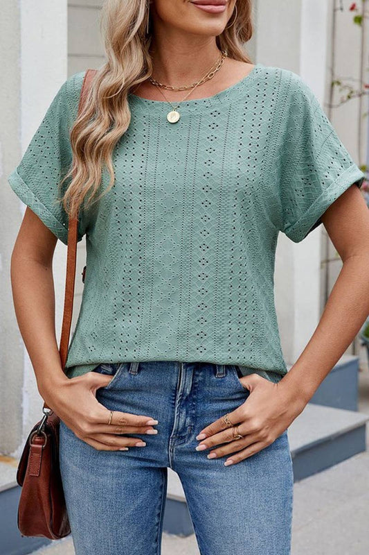 Cwtts1336_New Summer Solid Color Casual Short Sleeves