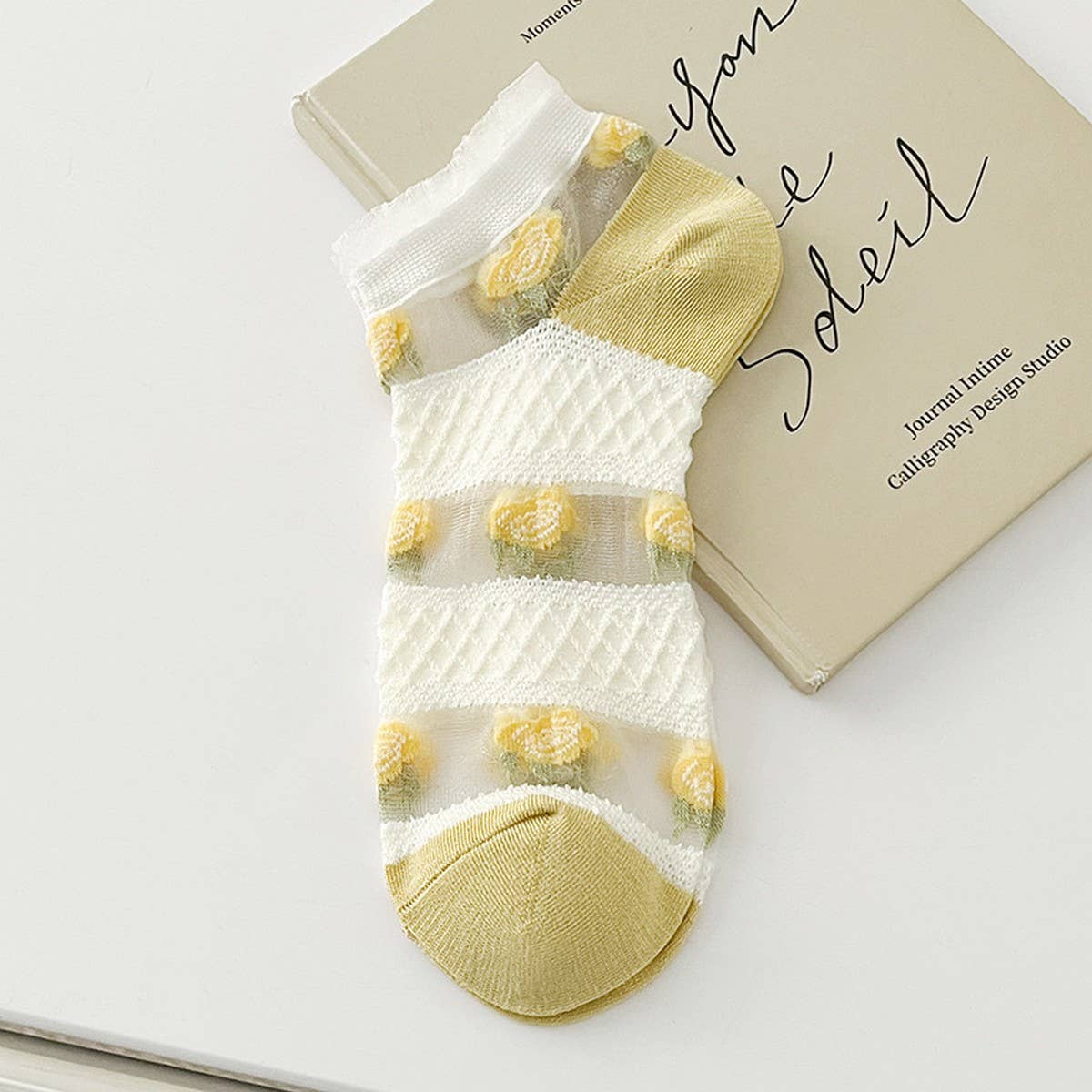 THIN HEM BOAT SOCKS PURE COTTON CRYSTAL SOCKS