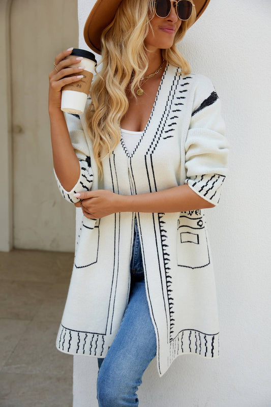 JACQUARD EVERYTHING WITH LAZY LOOSE CARDIGAN