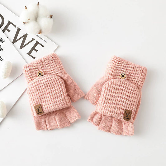 WINTER WARM HALF FINGER FLIP TOUCH SCREEN GLOVES