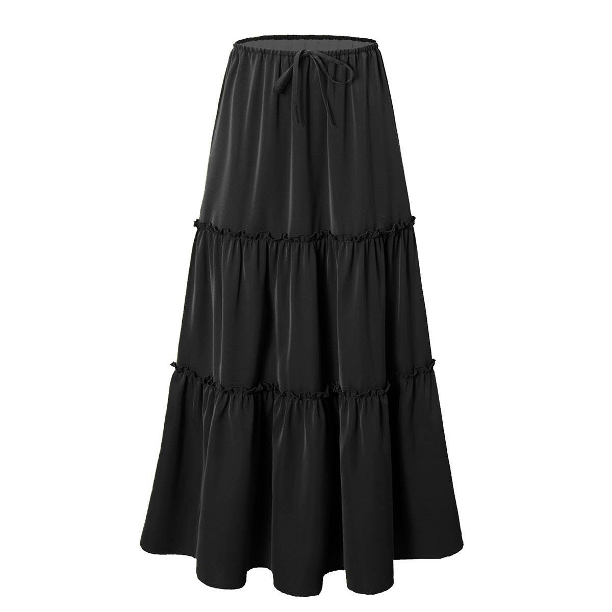 HIGH WAIST ELASTIC MAXI SKIRT WITH ADJUSTABLELACES