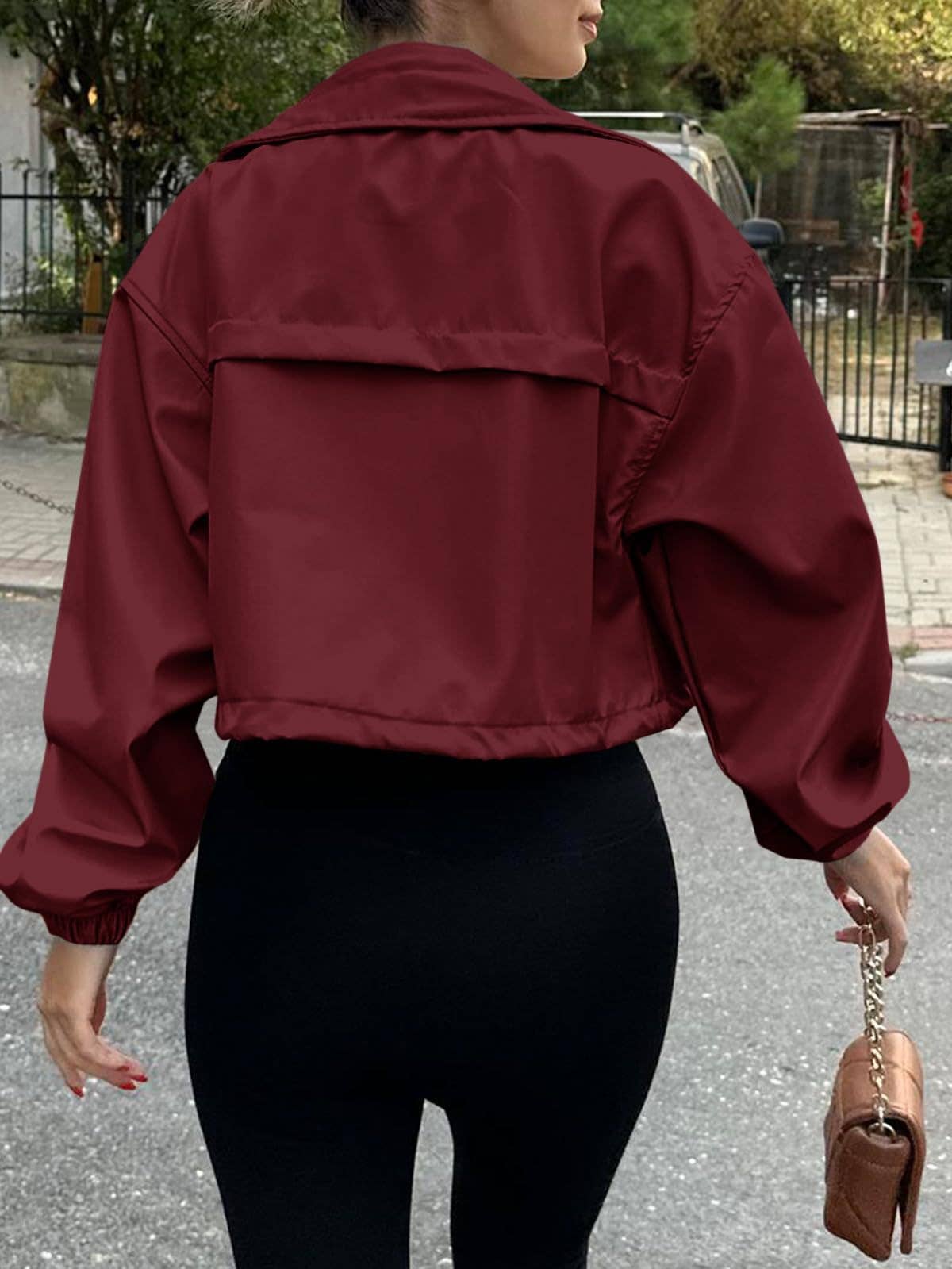 Short large lapel zipper jacket