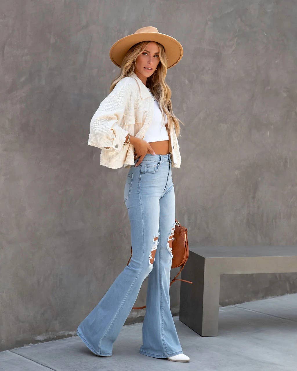 Lapel Waffle short and simple coat