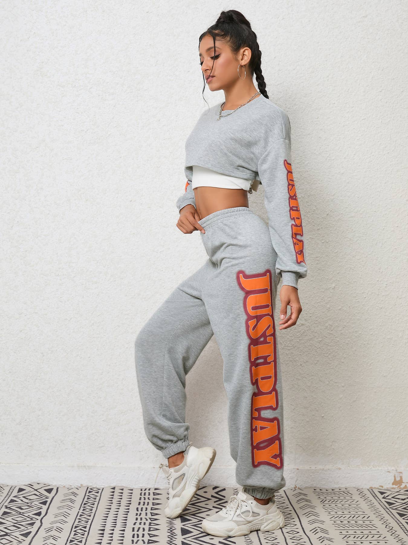 Fashion letter-embroidered casual sportswear set