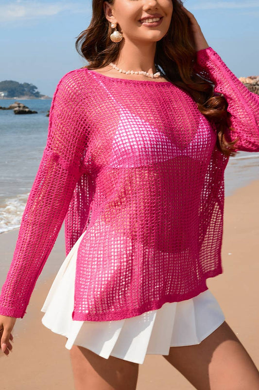 SOLID LONG SLEEVE SLIT KNITTED COVER UPS_CWTSTL1071