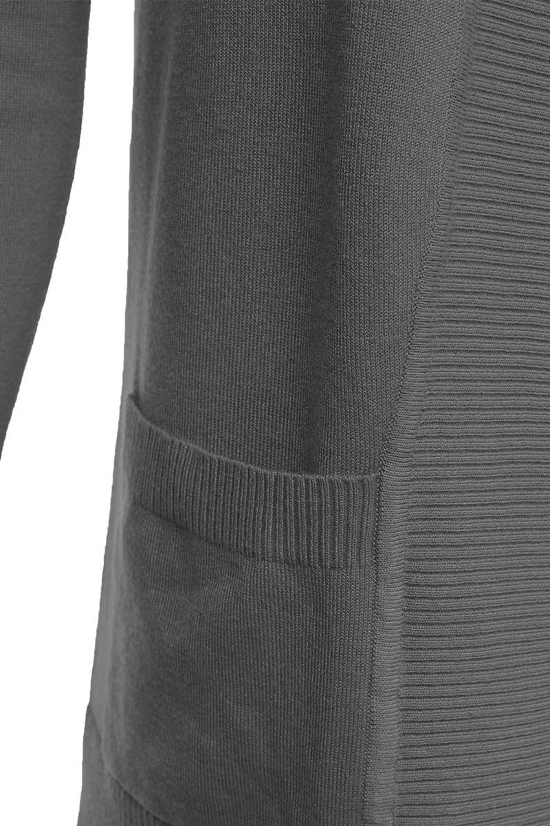 AWOCAL313_Open Front Long Sleeve Pockets Sweater Cardigan