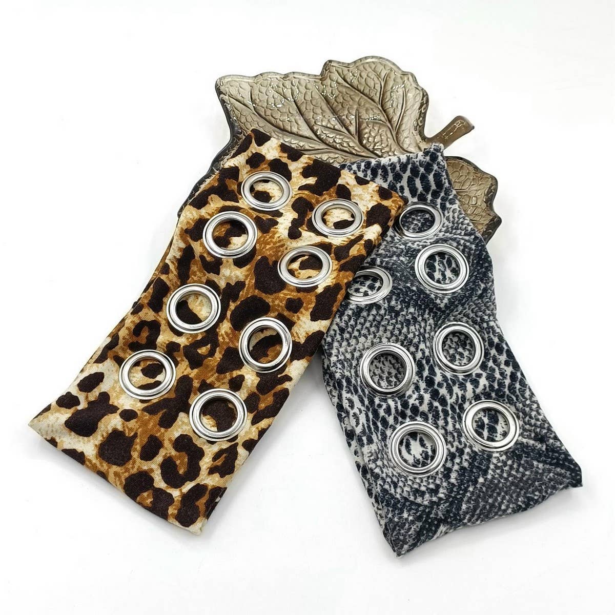 Animal Print Wide Elastic Headband with Studs_CWAHA6307