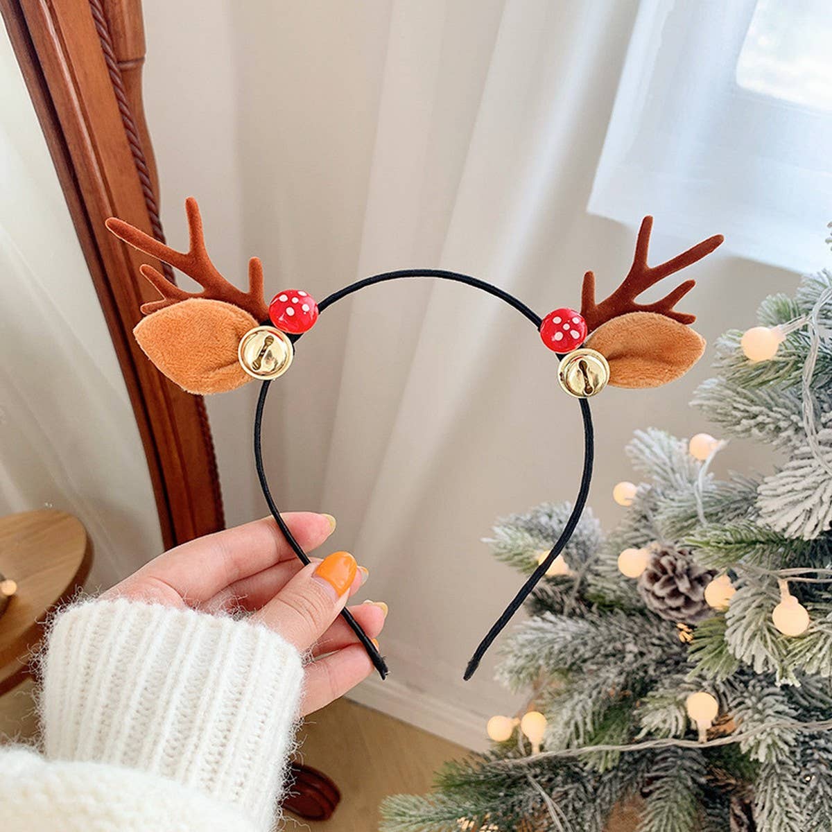 CUTE CHRISTMAS ELK HORN BELL HEADBAND HAIRPIN