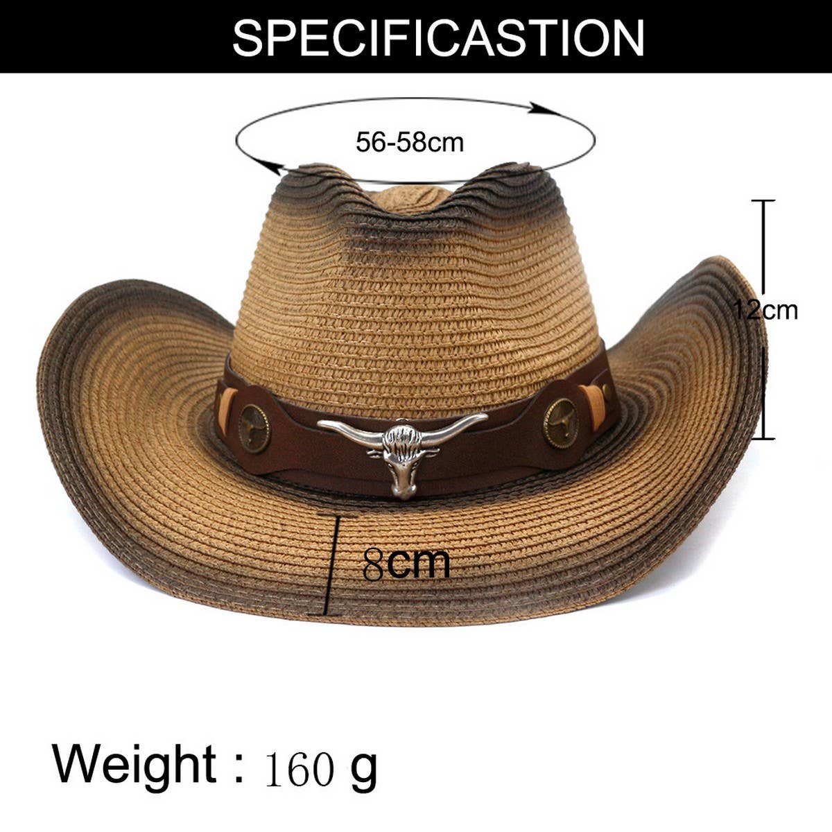 OUTDOOR BEACH SUN HAT WESTERN COWBOY STRAW HAT_CWAH1254