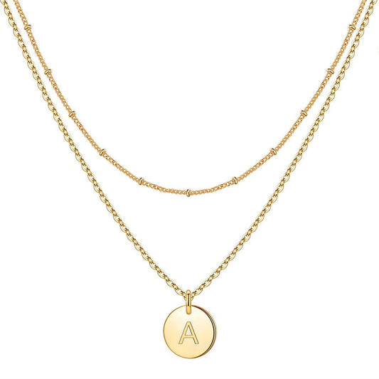 Circular 26-letter light luxury collarbone chain