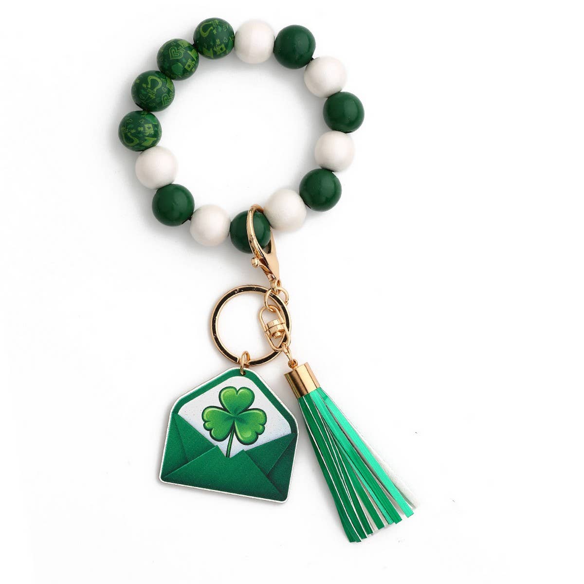 St. Patrick's Day Clover Pendant Bracelet Keychain_CWMM6861