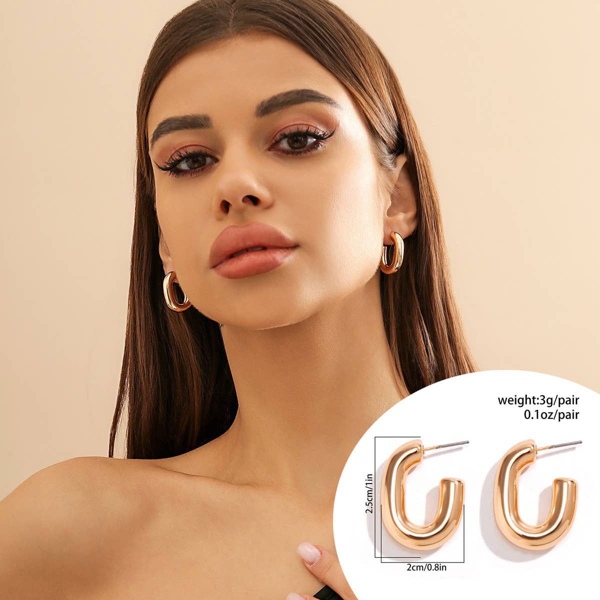 METAL WIND CIRCULAR RING THICK CHAIN EARRINGS