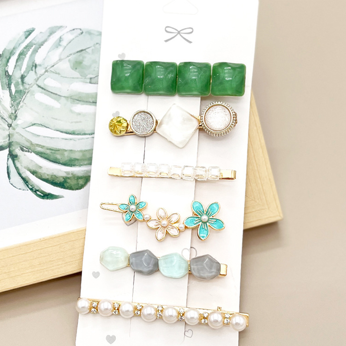 Rhinestone Pearl Hair Clip Set - Elegant Side Pin _CWAHA0159