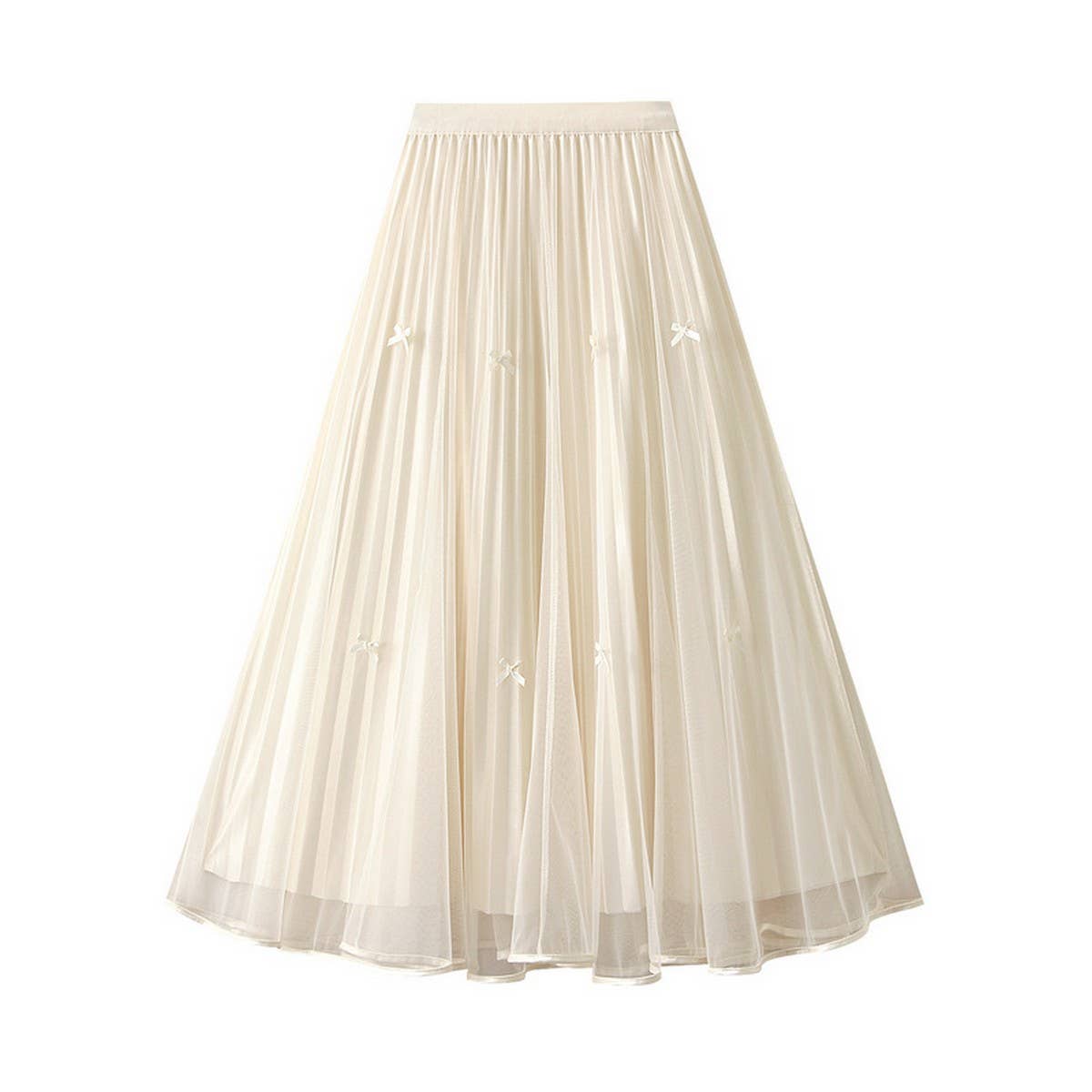 BOWKNOT MESH SKIRT SMALL CLEAR SWEET A-LINE SKIRT_CWBMS0304