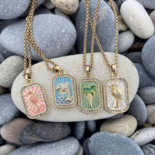 Holiday-inspired colorful tarot necklace