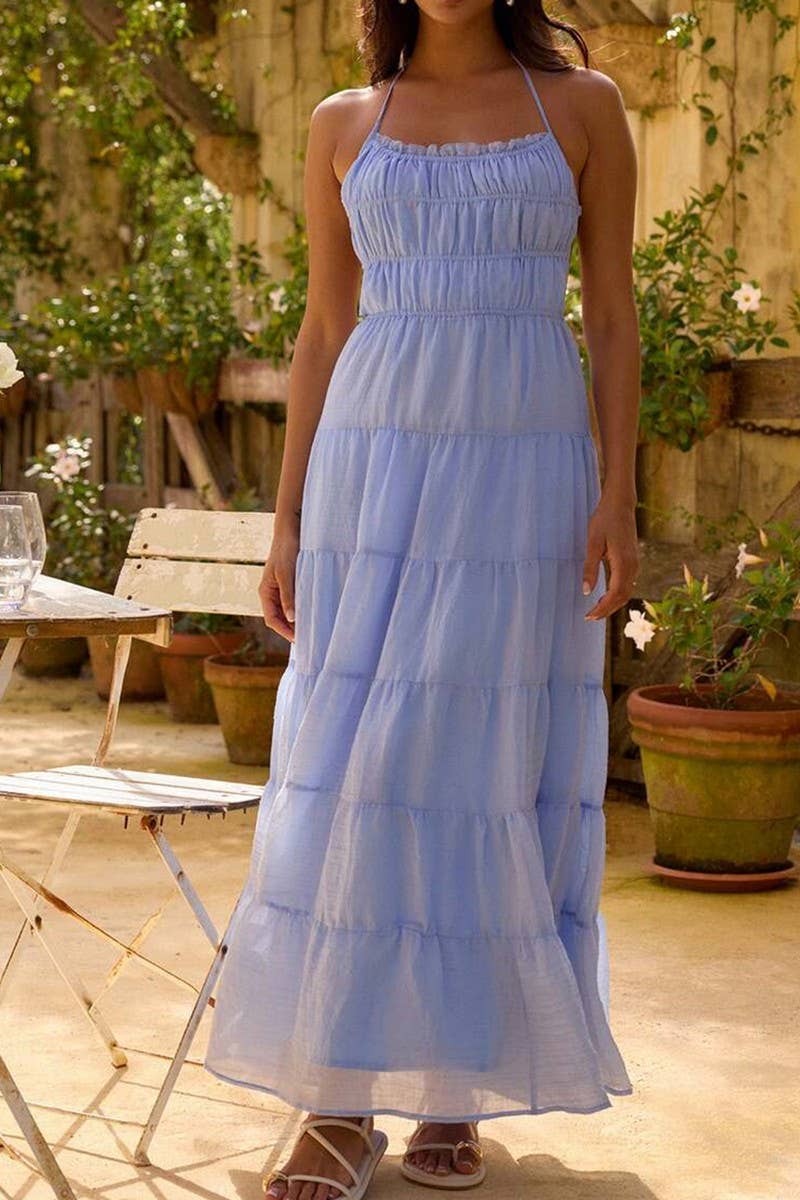 CWDHL0883_SEXY HOLIDAY CASUAL HALTER NECK DRESS