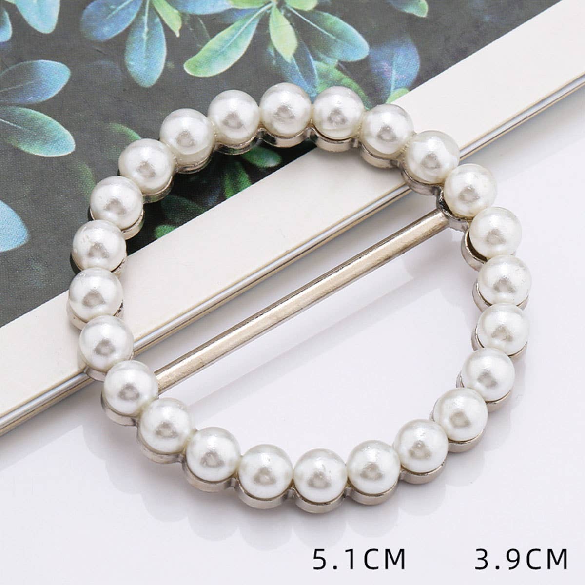 ROUND PEARL INLAID SHINY SCARF RING FOR WOMEN