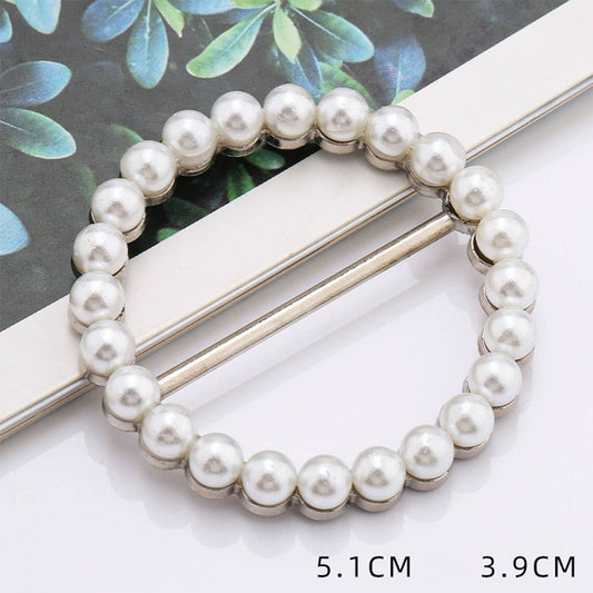 ROUND PEARL INLAID SHINY SCARF RING FOR WOMEN