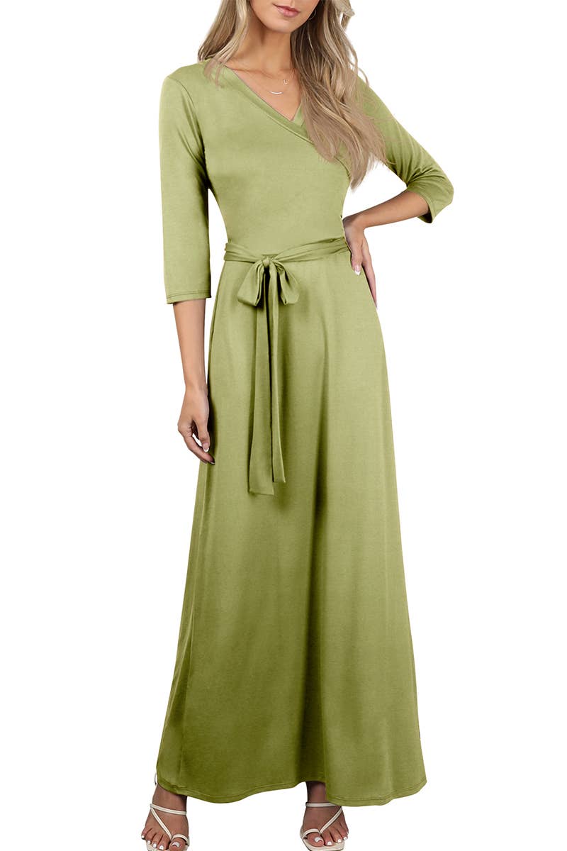 AWDMD283_3/4 Sleeve Knit Long Dress