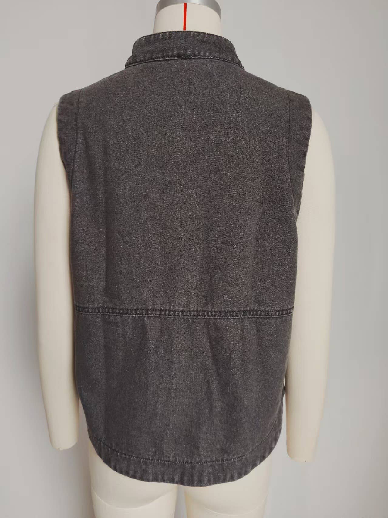 Washed casual loose denim vest jacket