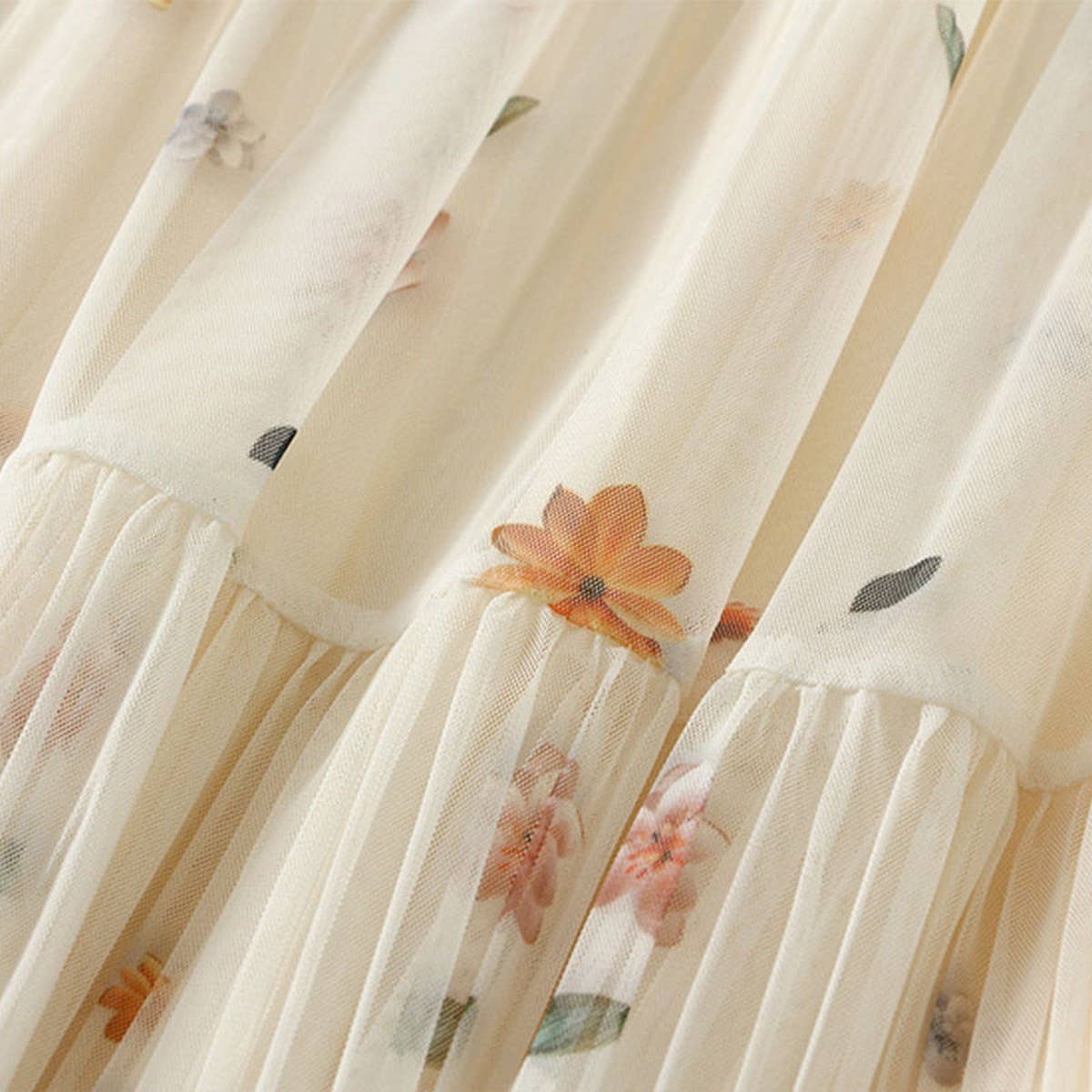 Reversible Floral Mesh Pleated Midi Skirt