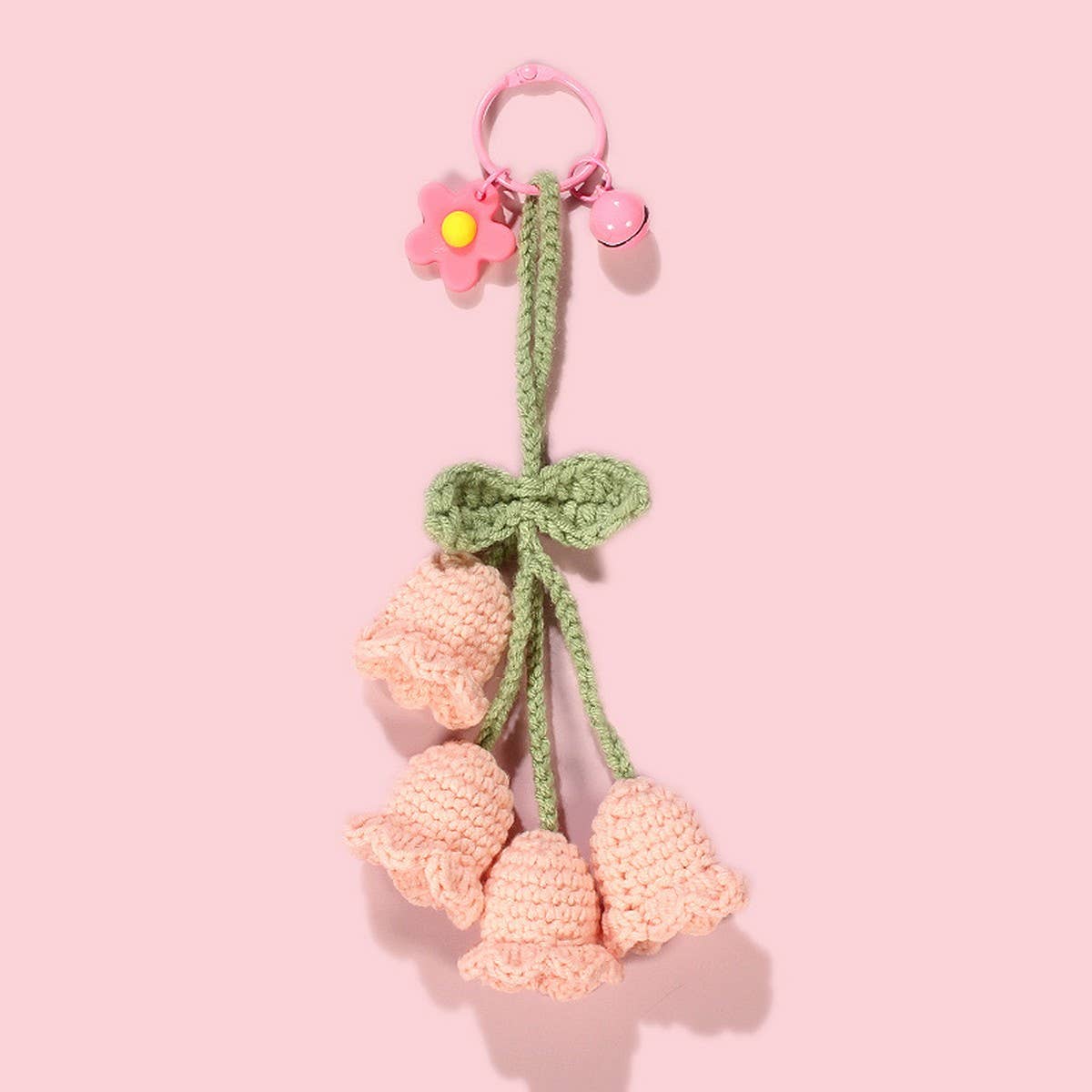 HANDWOVEN LILY OF THE VALLEY FLOWER KEYCHAIN