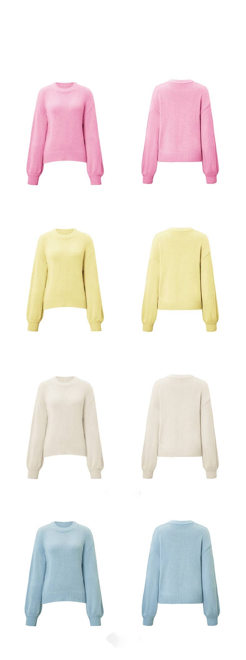 Leisure simple round neck long sleeve sweater