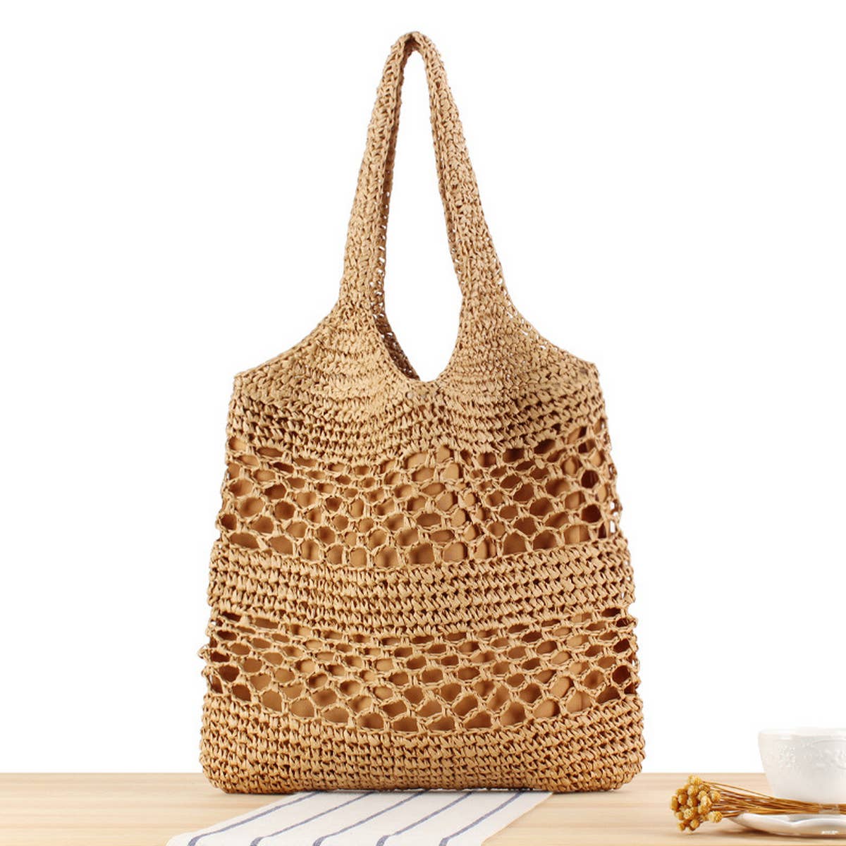 HOLLOW PAPER ROPE LARGE CAPACITY STRAW BAG_CWAB2011
