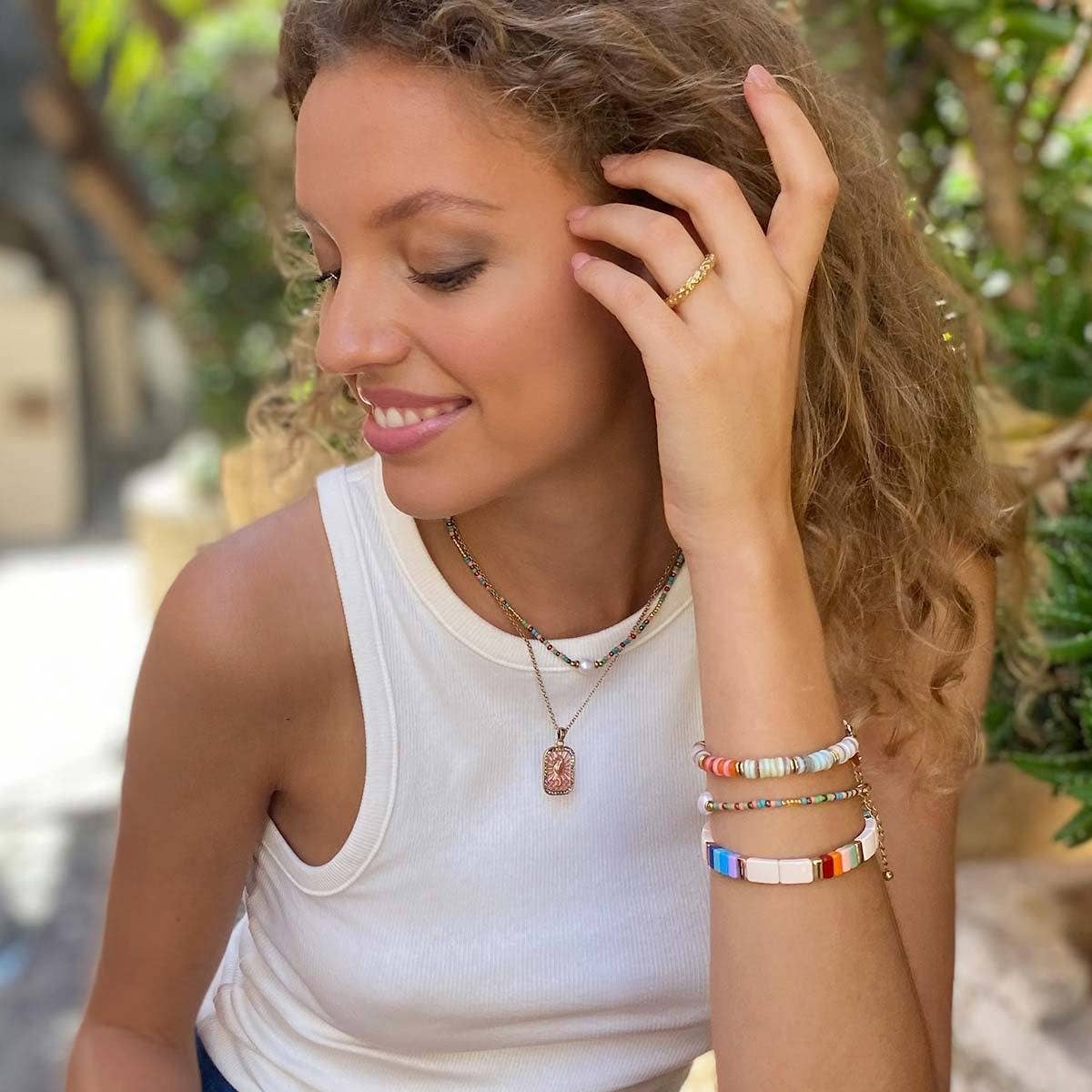 Holiday-inspired colorful tarot necklace