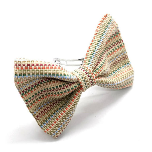Spring Summer Large Striped Raffia Bow Clip_CWAHA6349