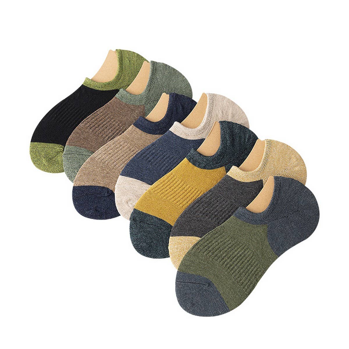 CWMS2453_SUMMER COLOR BLOCK CASUAL RETRO MEN'S SOCKS