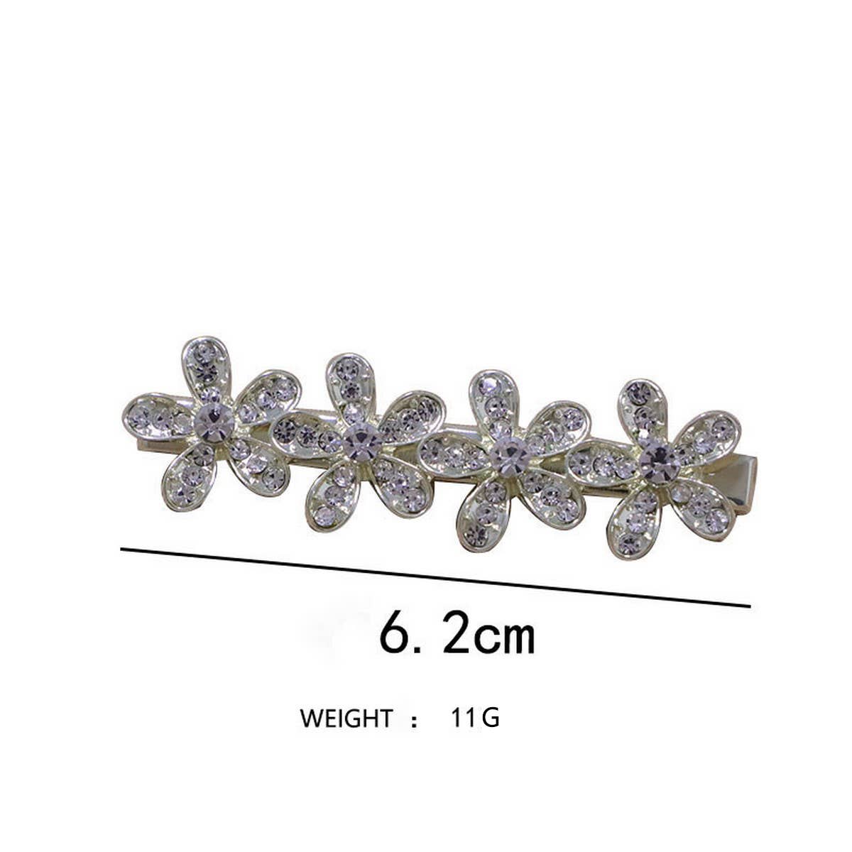 Rhinestone Floral Hair Clip,Side Duckbill Bang Pin