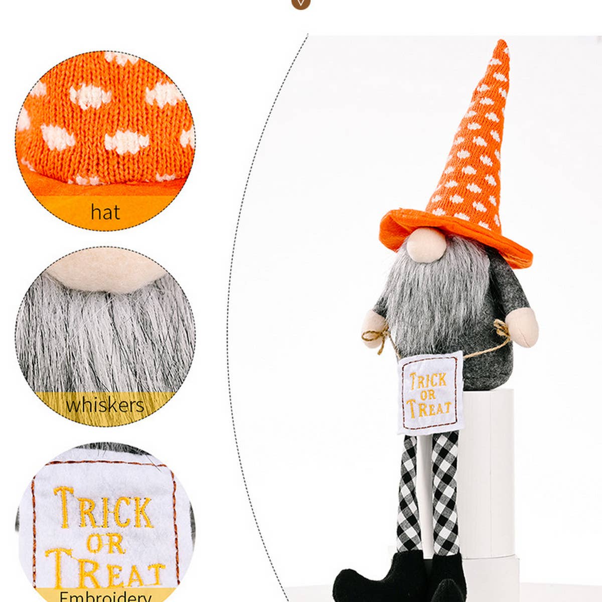 HALLOWEEN HANGING LEG DOLL ORANGE HAT ORNAMENTS