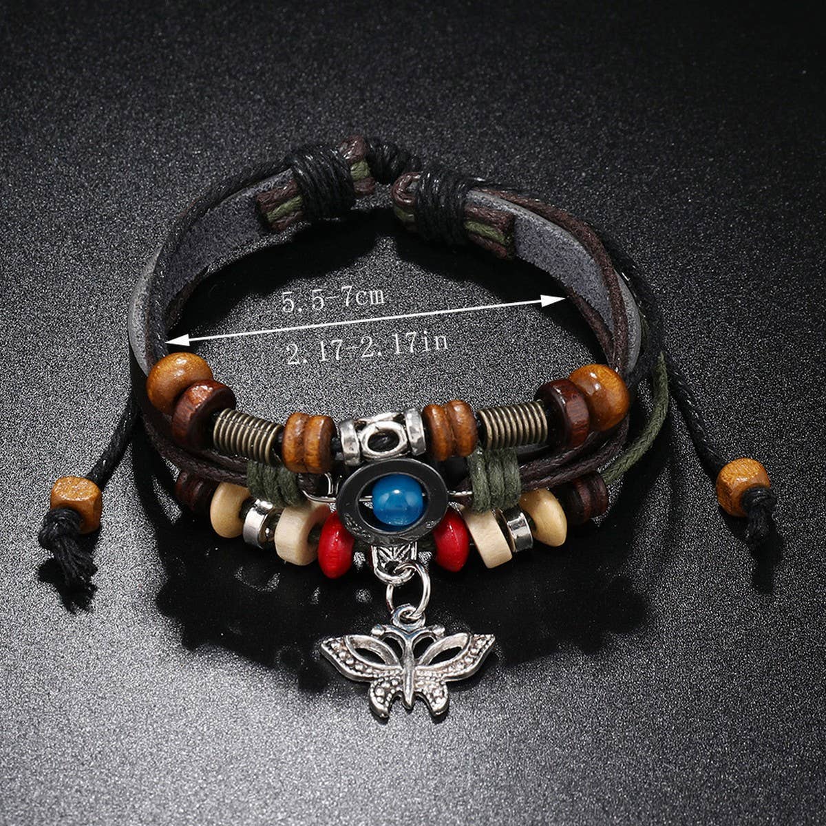 PERSONALIZED BEADED BRAIDED LEATHER BRACELET_CWMM4514