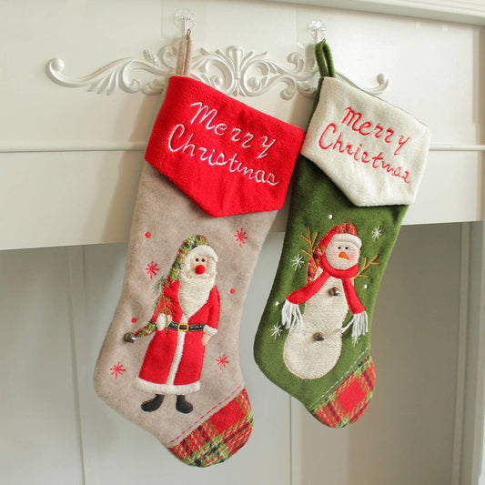 EMBROIDERED GIFT CHRISTMAS STOCKING CANDY BAG