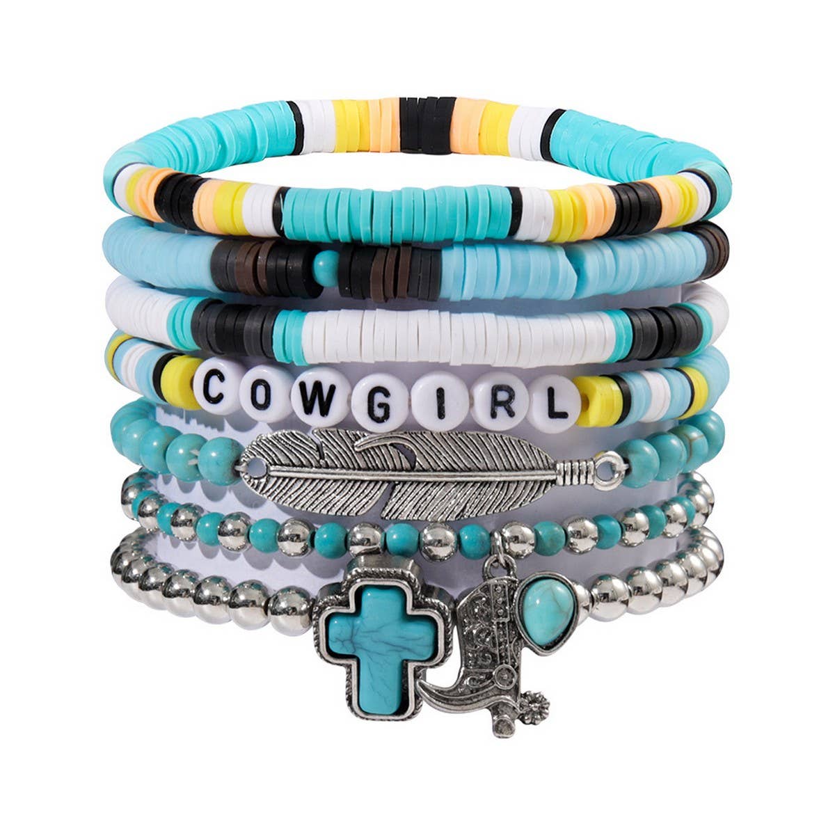 ETHNIC STYLE BULL HEAD CACTUS BRACELET SET