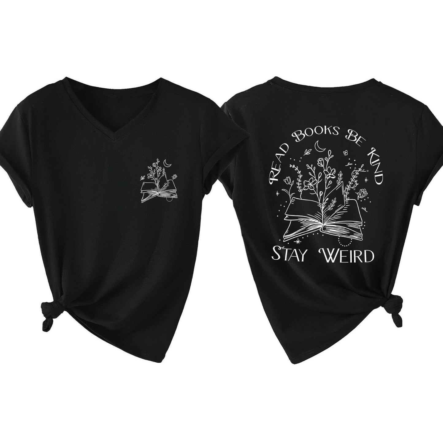 V-neck short-sleeved double-sided printed Top