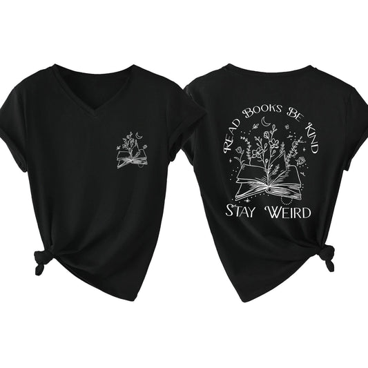 V-neck short-sleeved double-sided printed Top