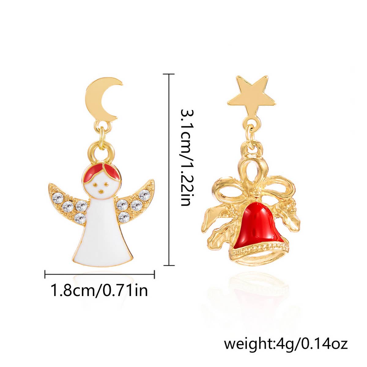 ASYMMETRIC OIL PAINTED CHRISTMAS EARRINGS_CWAJE2391