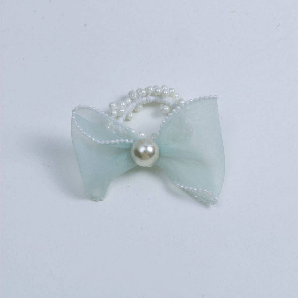 Elegant Organza Bow Pearl Hair Tie for Women