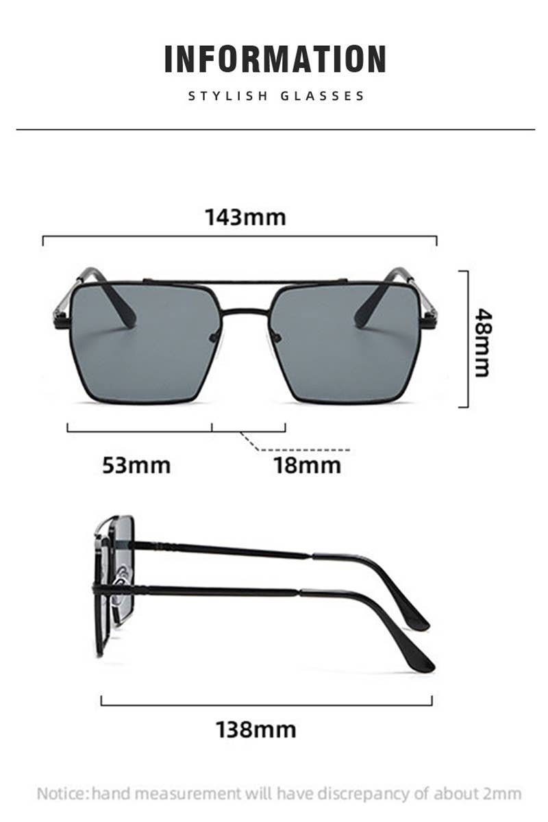 FLAT TOP FRAME SQUARE SUNGLASSES