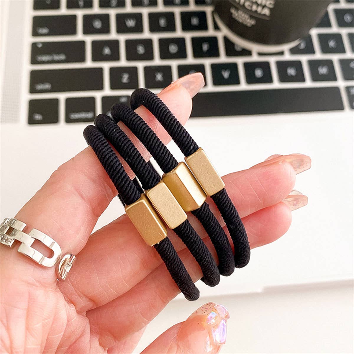 4PCS/SET FASHION STRETCHY ELASTIC SIMPLE HAIR TIES_CWAHA0338