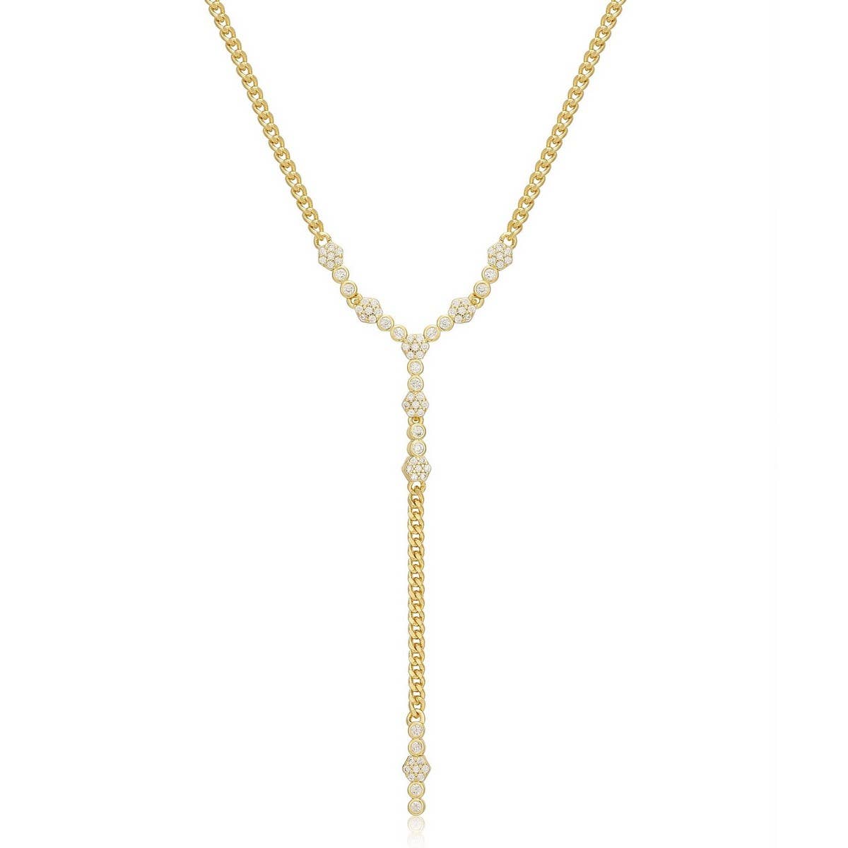 Zirconia Oval Round Pendant Necklace_CWMM5305