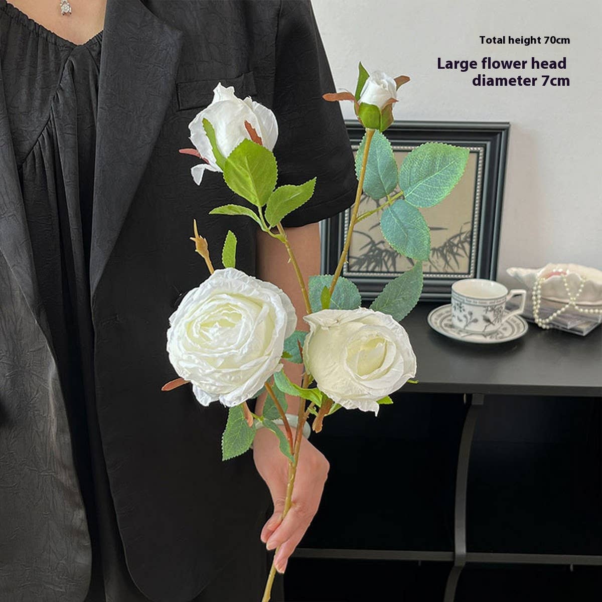 Single Stem 4-Head Country Style Burnt Edge Roses_CWMM6473