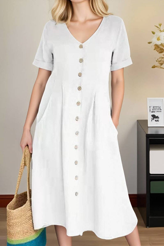 CWDMD01002_NEW SOLID COLOR LOOSE HIGH WAIST DRESS