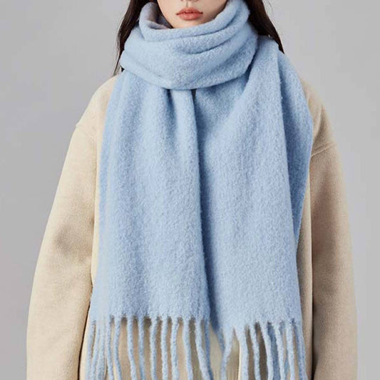 Iceland Blue Wool Scarf ? Long Winter Tassel Wrap
